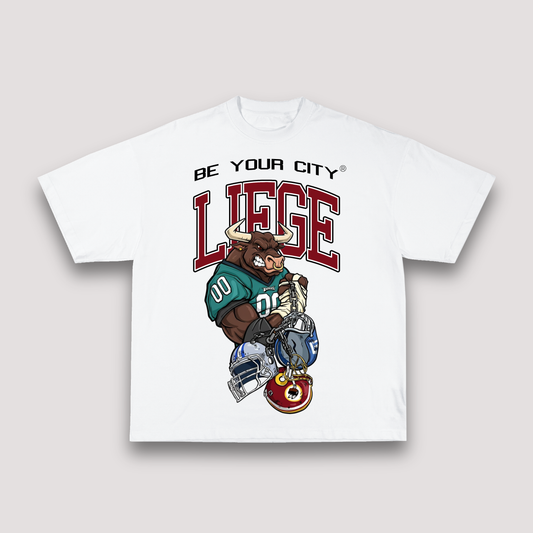 T-shirt Blanc & Rouge Oversize Liège NFL | 100% Coton Bio Premium