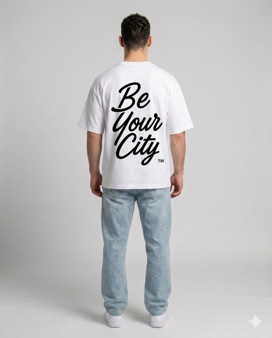 T-shirt Blanc & Noir Oversize Mons BYC | 100% Coton Bio Premium