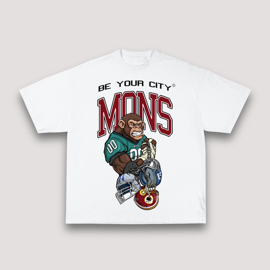 T-shirt Blanc & Rouge Oversize Mons NFL | 100% Coton Bio Premium
