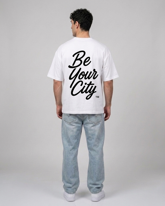 T-shirt Blanc & Noir Oversize Namur BYC | 100% Coton Bio Premium