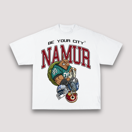 T-shirt Blanc & Rouge Oversize Namur NFL | 100% Coton Bio Premium