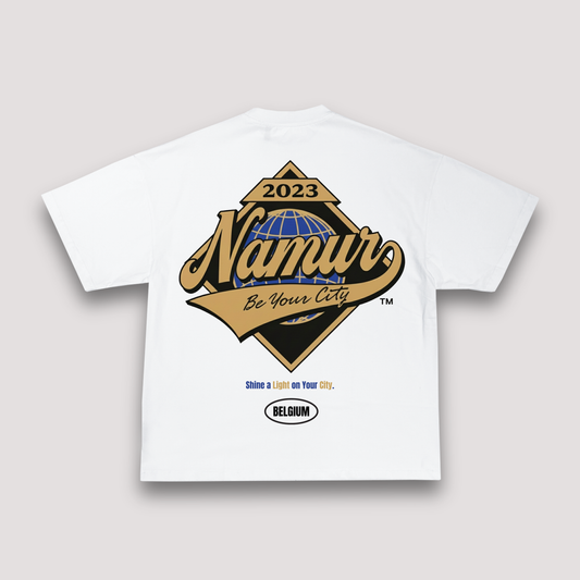 T-shirt Blanc Oversize Namur Shine | 100% Coton Bio Premium