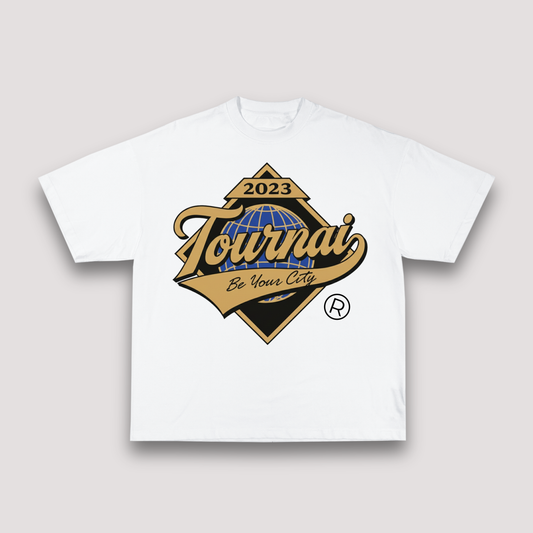 T-shirt Blanc Oversize Tournai World | 100% Coton Bio Premium