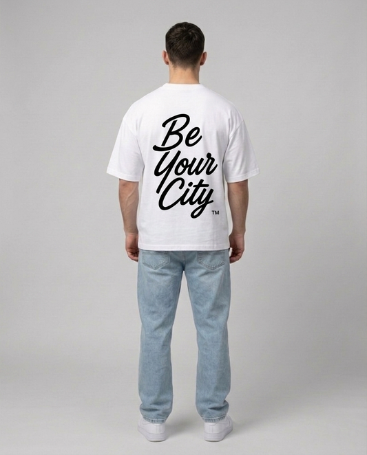 T-shirt Blanc & Noir Oversize Tournai BYC | 100% Coton Bio Premium
