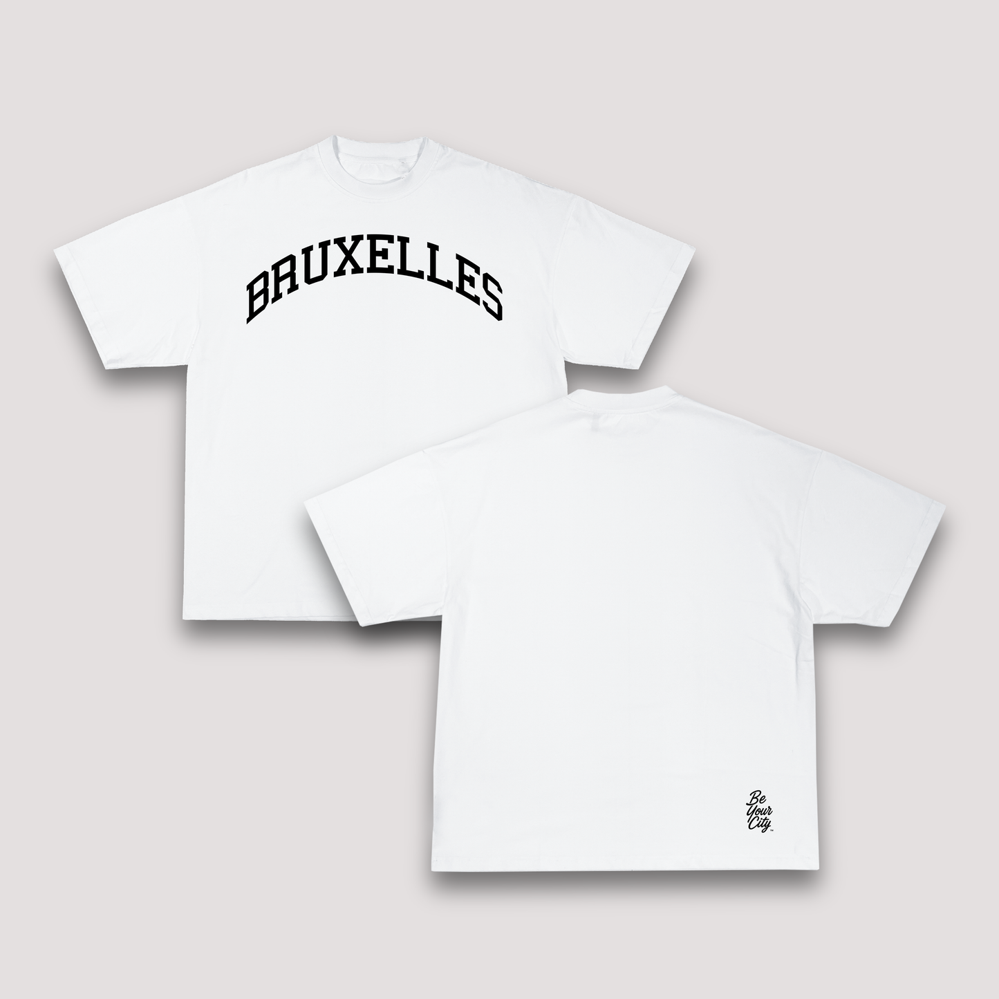 T-shirt Oversize Bruxelles – Blanc & Noir | 100% Coton Bio Premium
