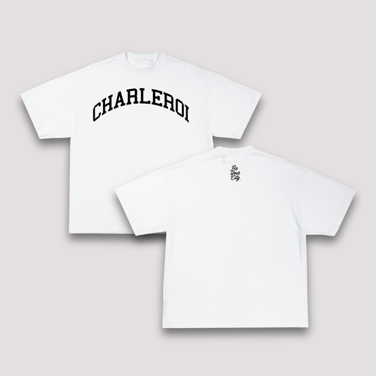 T-shirt Blanc Oversize Charleroi | 100% Coton Bio Premium