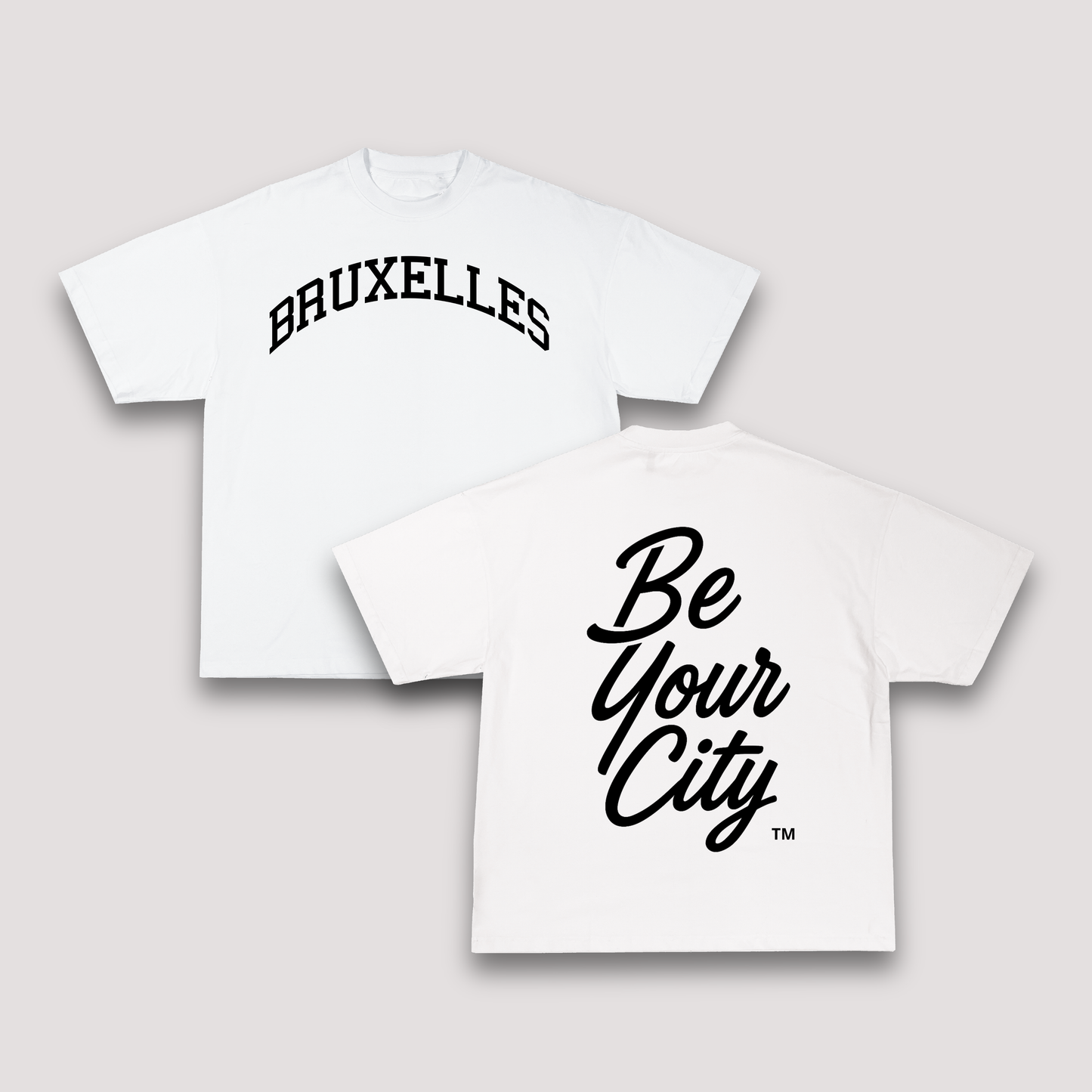T-shirt Oversize Bruxelles – Blanc & Noir | 100% Coton Bio Premium