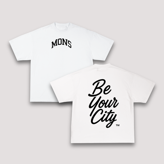 T-shirt Oversize Mons – Blanc & Noir | 100% Coton Bio Premium