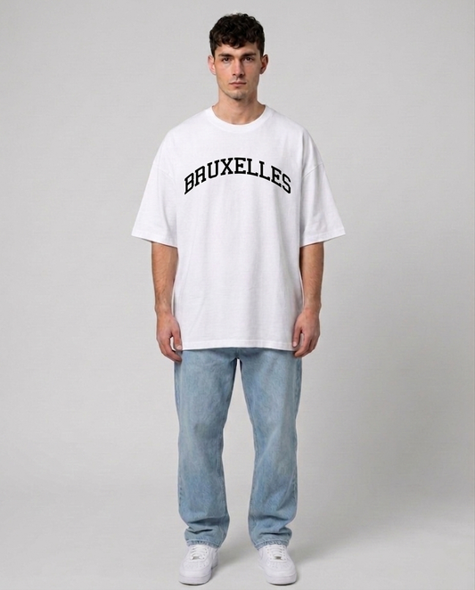 T-shirt Blanc & Noir Oversize Bruxelles BYC | 100% Coton Bio Premium