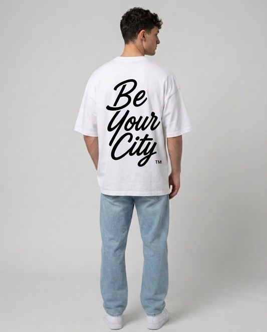 T-shirt Blanc & Noir Oversize Bruxelles BYC | 100% Coton Bio Premium