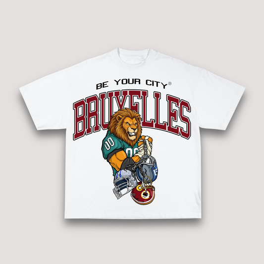 T-shirt Blanc & Rouge Oversize Bruxelles NFL | 100% Coton Bio Premium