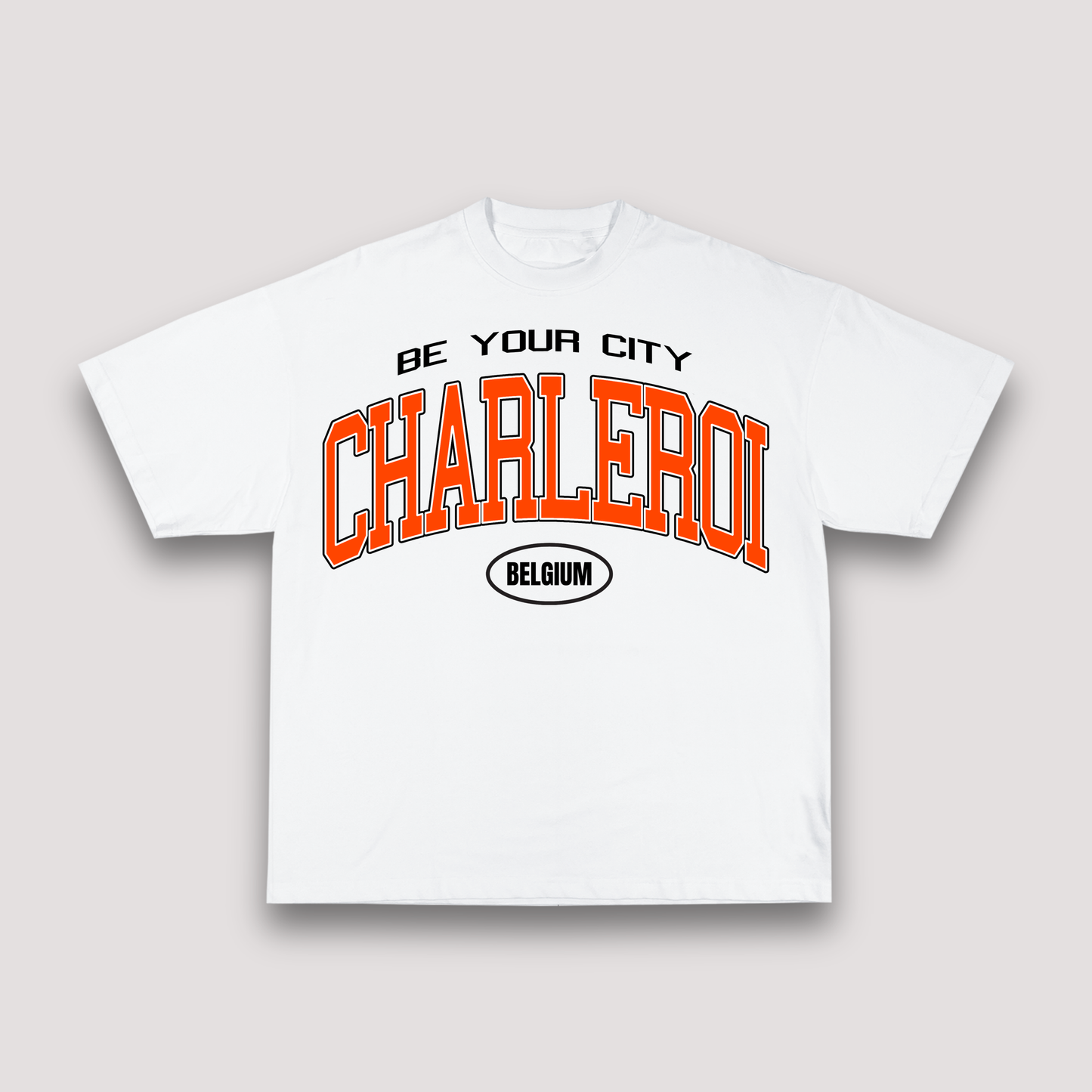T-shirt Blanc Oversize Charleroi V8 | 100% Coton Bio Premium