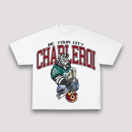 T-shirt Blanc Oversize Charleroi NFL | 100% Coton Bio Premium