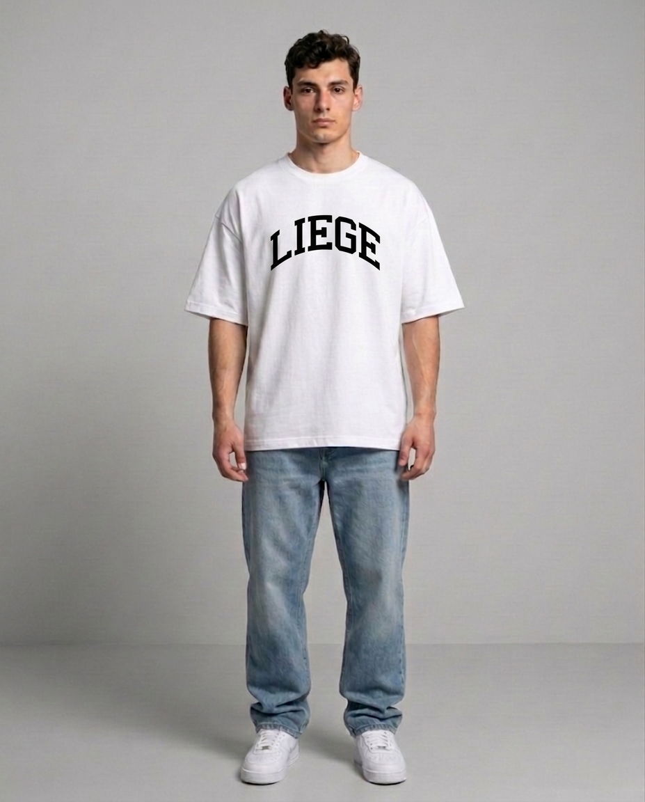 T-shirt Blanc & Noir Oversize Liège BYC | 100% Coton Bio Premium