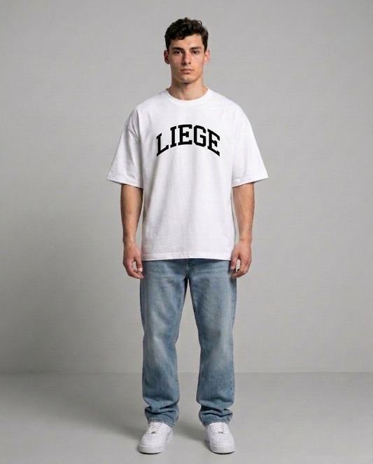 T-shirt Blanc & Noir Oversize Liège BYC | 100% Coton Bio Premium