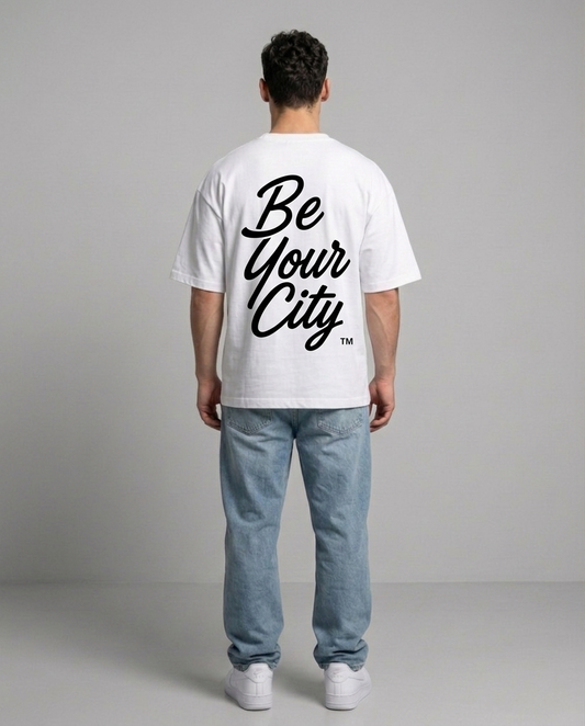T-shirt Blanc & Noir Oversize Liège BYC | 100% Coton Bio Premium