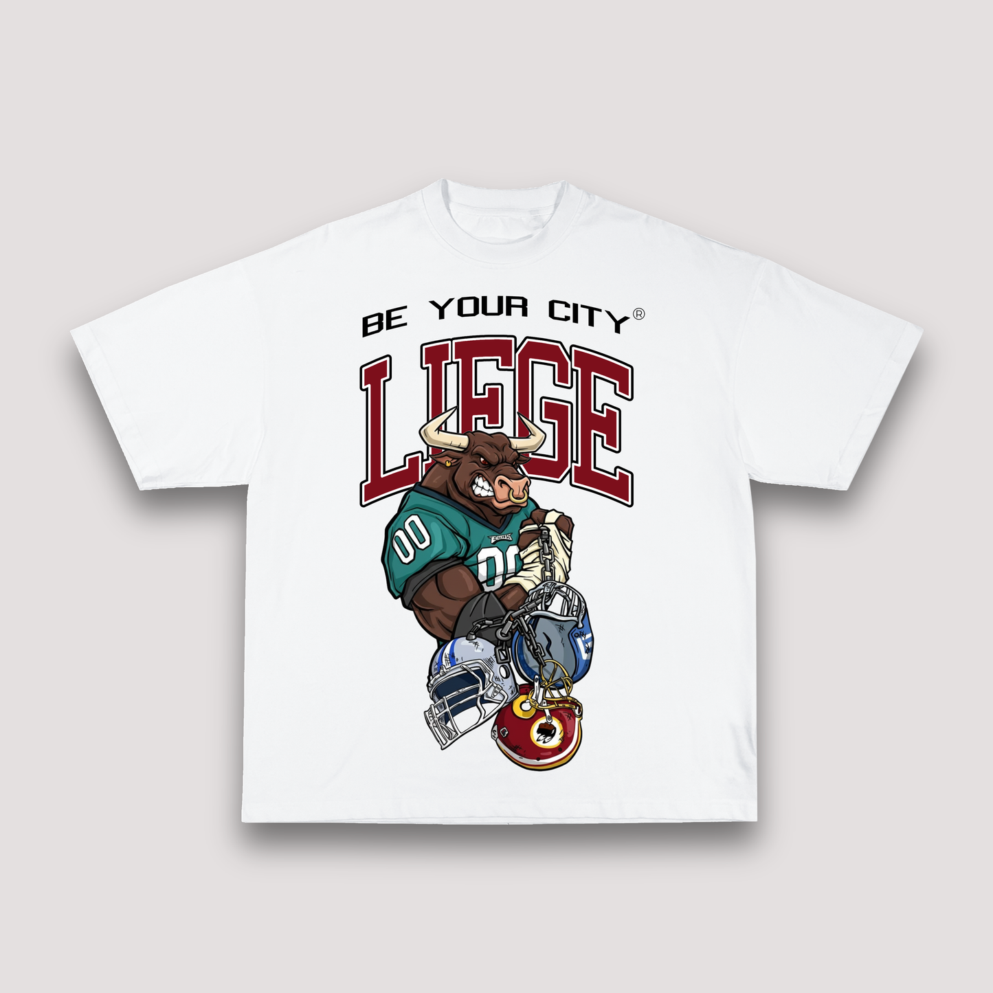 T-shirt Blanc & Rouge Oversize Liège NFL | 100% Coton Bio Premium