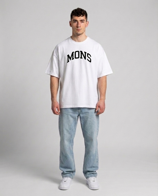 T-shirt Blanc & Noir Oversize Mons BYC | 100% Coton Bio Premium