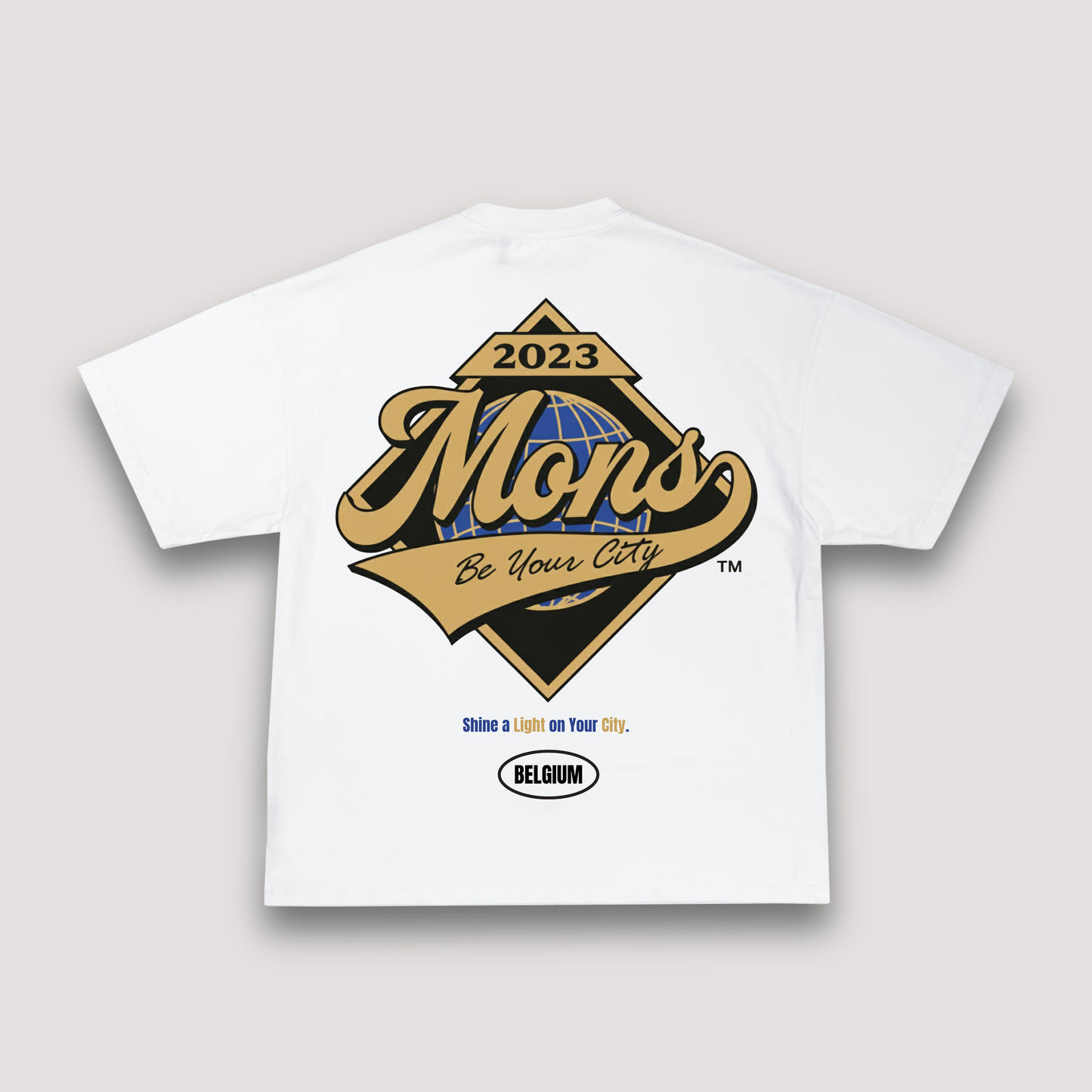 T-shirt Blanc Oversize Mons "Shine A Light" | 100% Coton Bio Premium