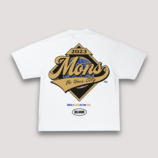 T-shirt Blanc Oversize Mons "Shine A Light" | 100% Coton Bio Premium