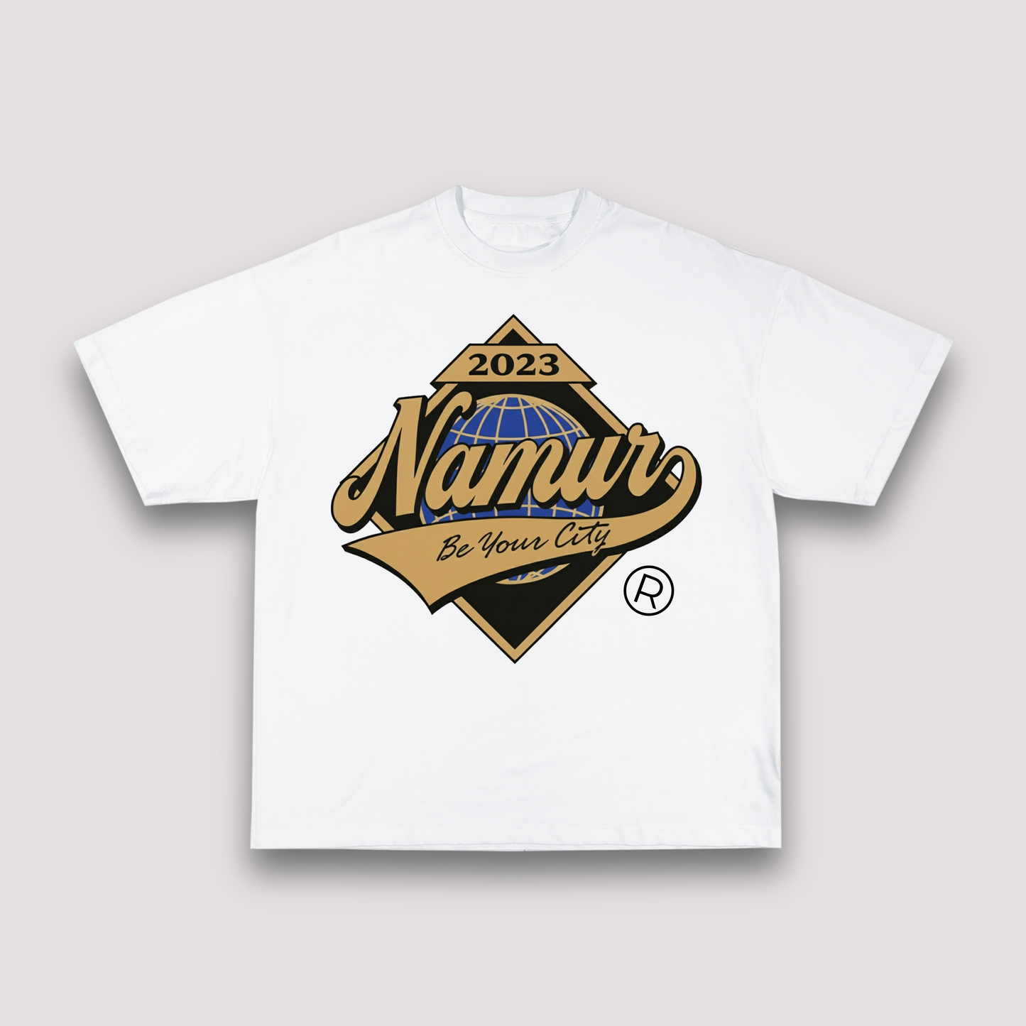 T-shirt Blanc Oversize Namur World | 100% Coton Bio Premium