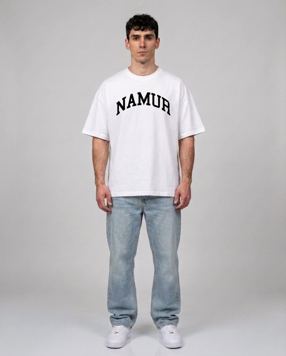 T-shirt Blanc & Noir Oversize Namur BYC | 100% Coton Bio Premium