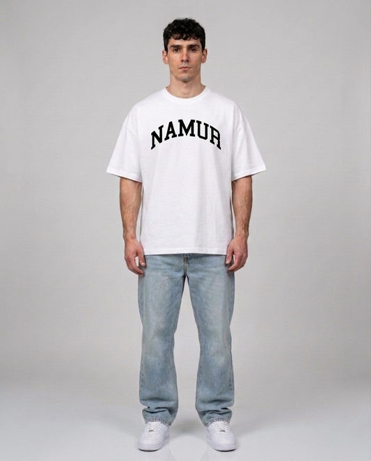 T-shirt Blanc & Noir Oversize Namur BYC | 100% Coton Bio Premium