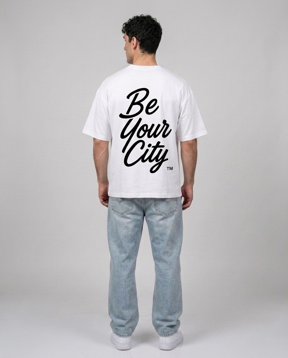 T-shirt Blanc & Noir Oversize Namur BYC | 100% Coton Bio Premium