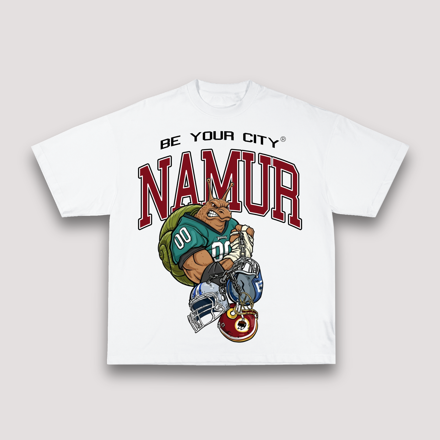T-shirt Blanc & Rouge Oversize Namur NFL | 100% Coton Bio Premium
