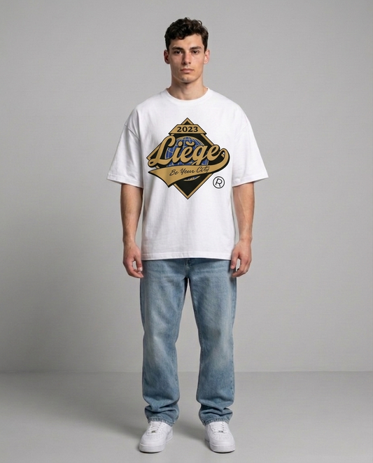 T-shirt Blanc Oversize Liège World | 100% Coton Bio Premium