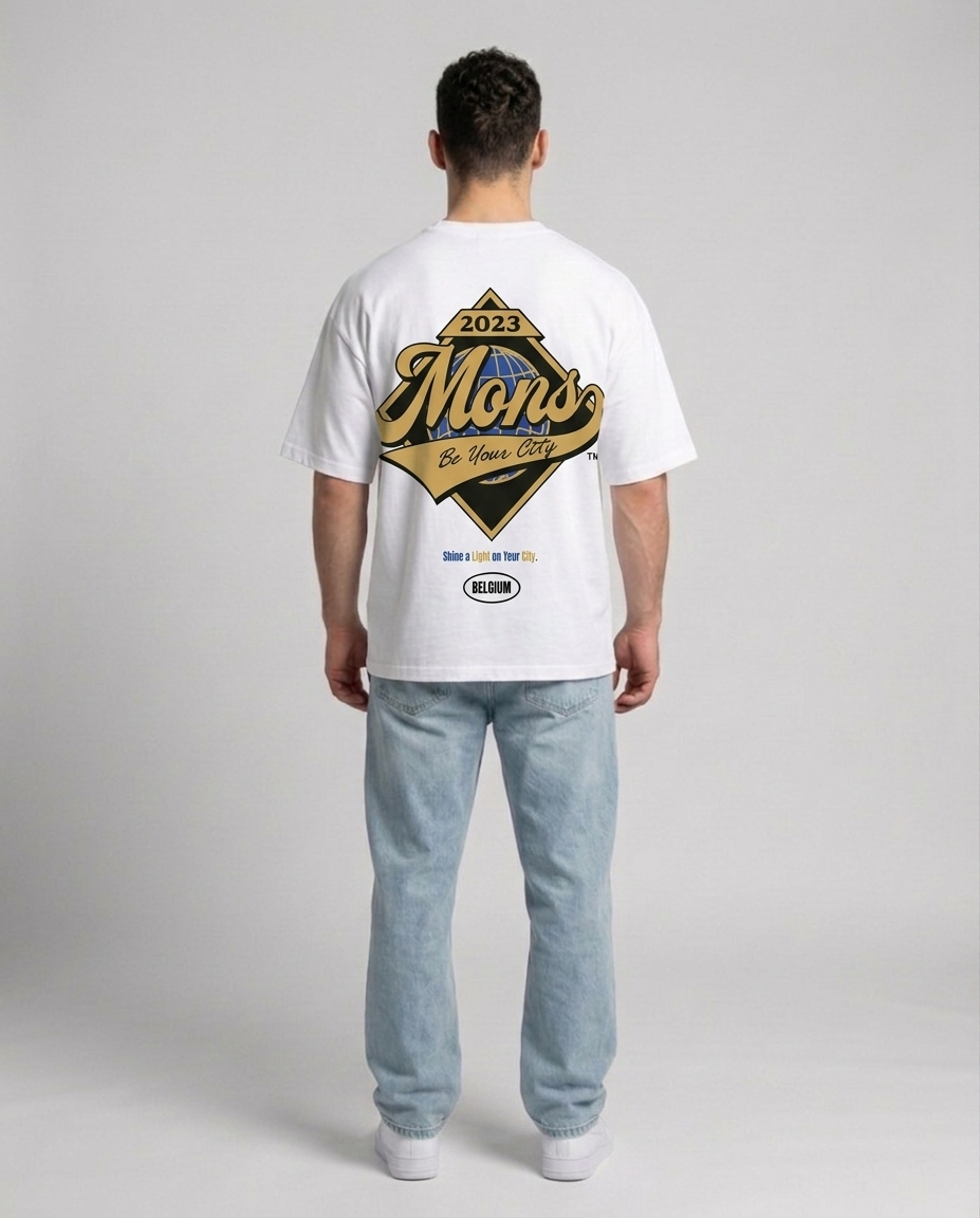 T-shirt Blanc Oversize Mons Shine | 100% Coton Bio Premium