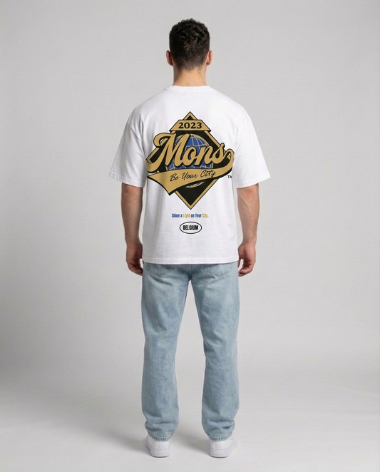 T-shirt Blanc Oversize Mons Shine | 100% Coton Bio Premium