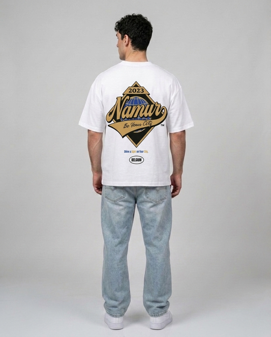 T-shirt Blanc Oversize Namur Shine | 100% Coton Bio Premium