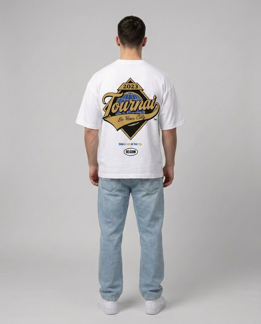 T-shirt Blanc Oversize Tournai Shine | 100% Coton Bio Premium