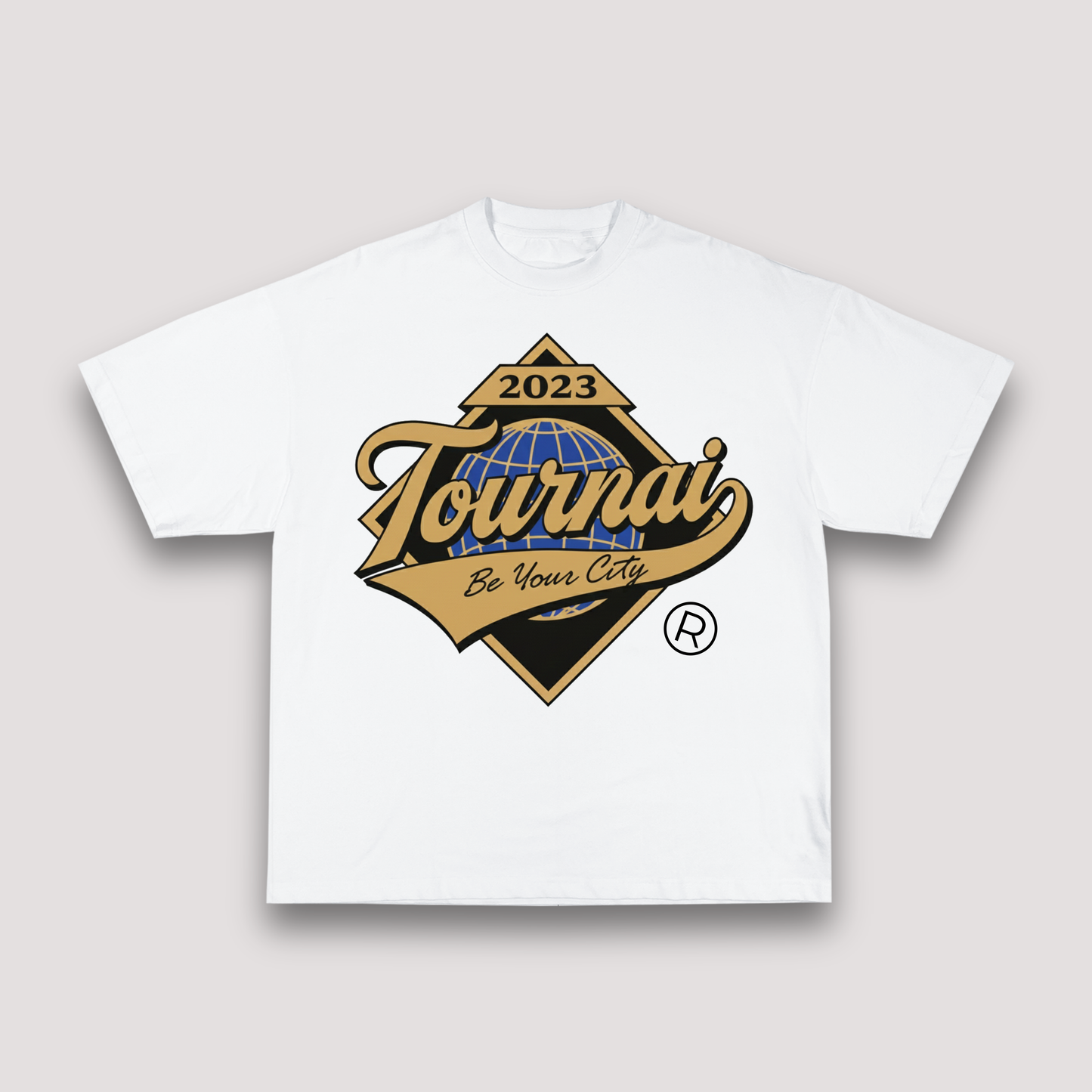T-shirt Blanc Oversize Tournai World | 100% Coton Bio Premium
