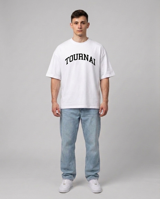 T-shirt Blanc & Noir Oversize Tournai BYC | 100% Coton Bio Premium