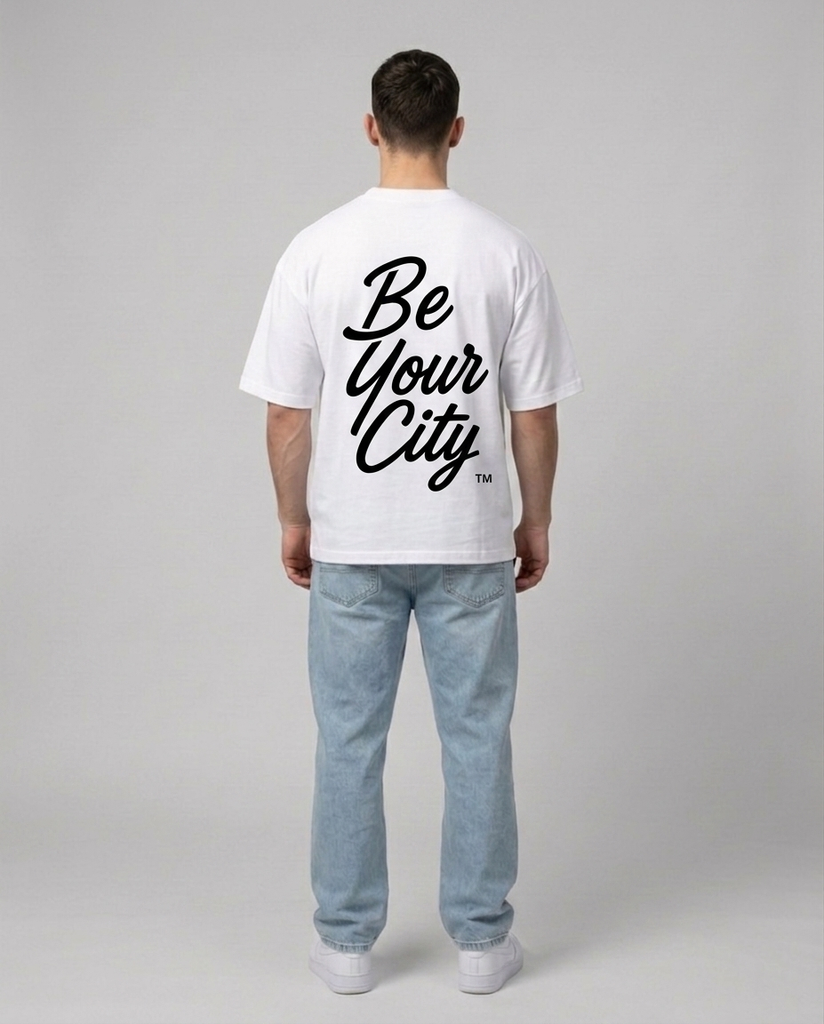 T-shirt Blanc & Noir Oversize Tournai BYC | 100% Coton Bio Premium