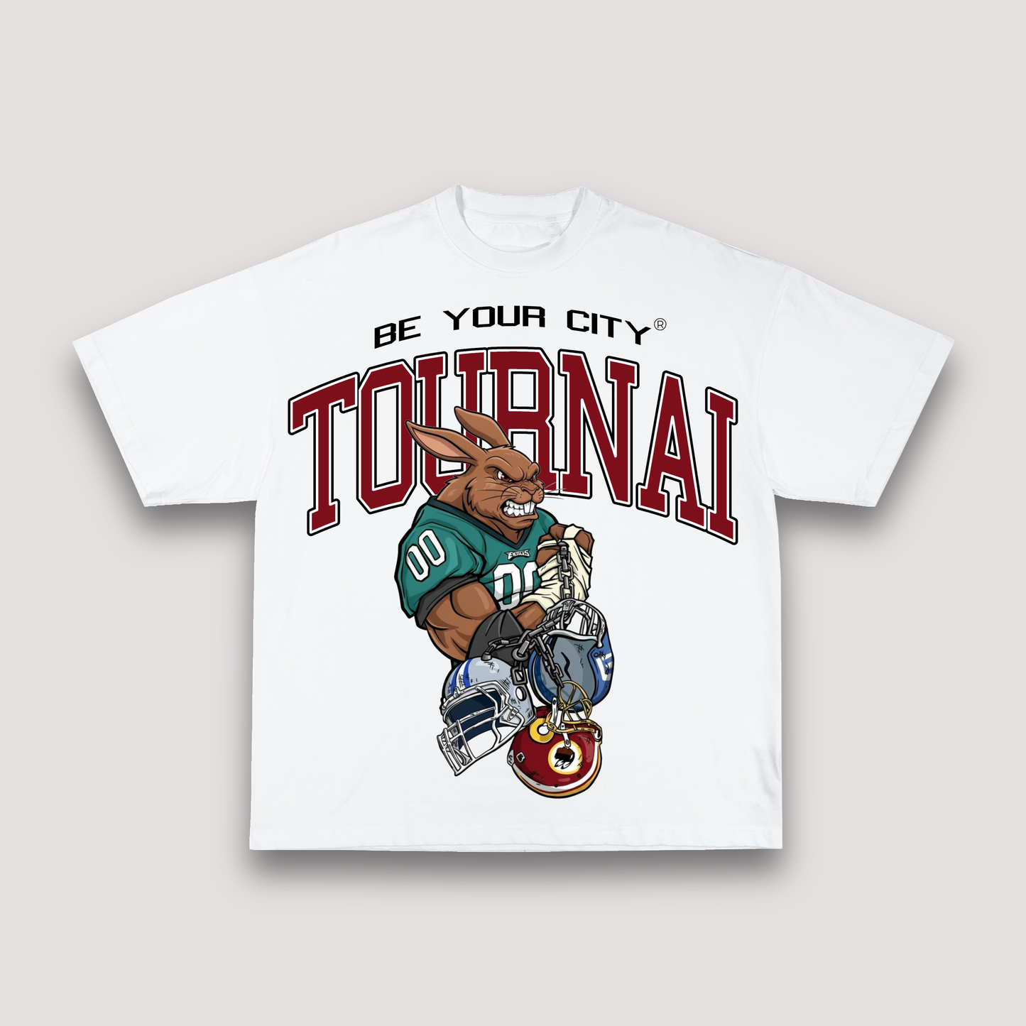 T-shirt Blanc & Rouge Oversize Tournai NFL | 100% Coton Bio Premium